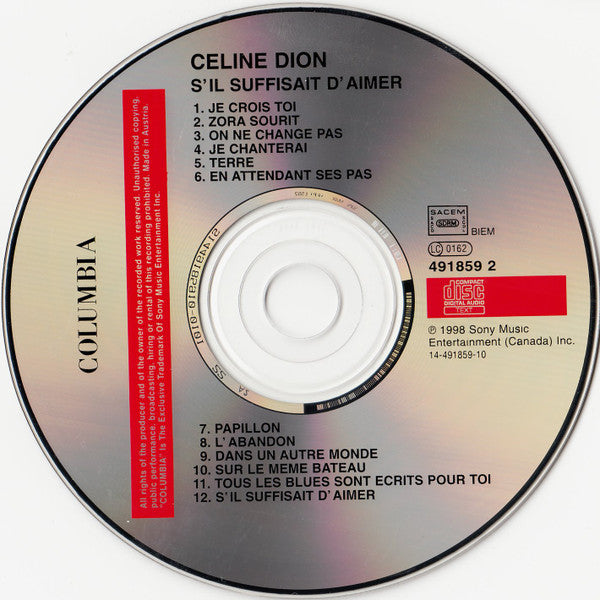 Céline Dion : S'il Suffisait D'aimer (CD, Album)