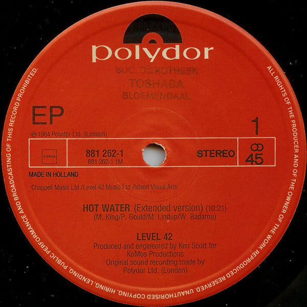 Level 42 : Hot Water (12", EP)