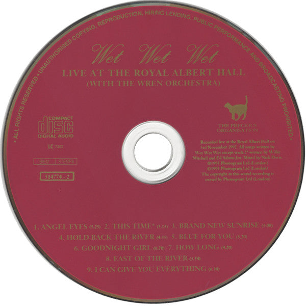 Wet Wet Wet with The Wren Orchestra : Live At The Royal Albert Hall (CD, Album, Red)