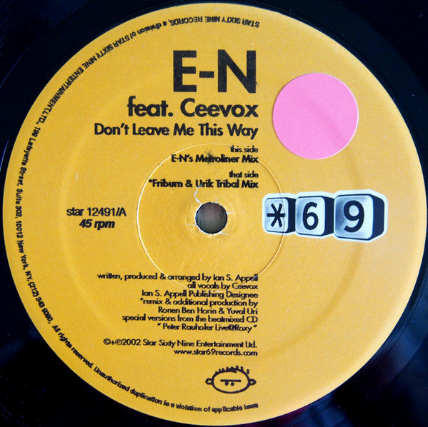 E-N Feat. Ceevox : Don't Leave Me This Way (12")