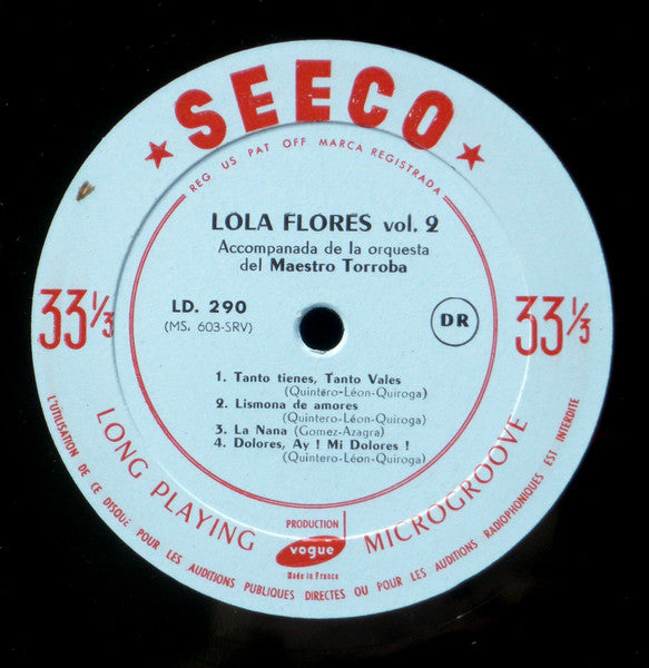 Lola Flores : Lola Flores Vol.2 (10", Album, Comp)