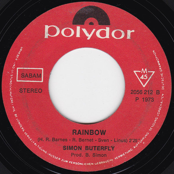 Simon Butterfly : Rain, Rain, Rain (Original Version) (7", Single)