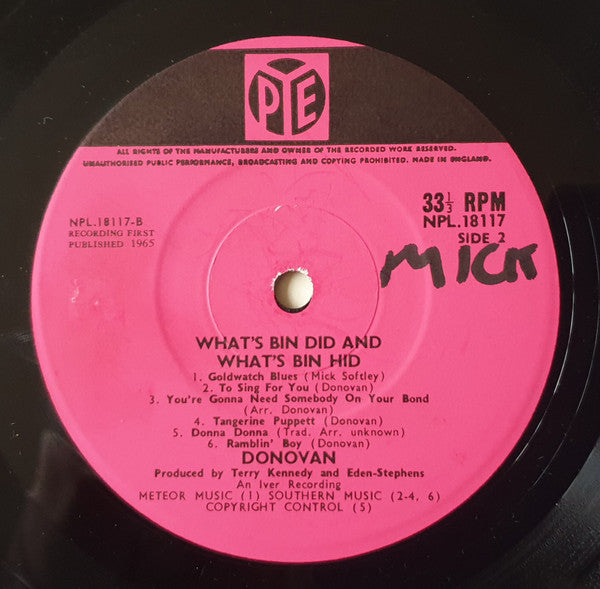 Donovan : What's Bin Did And What's Bin Hid (LP, Album, Mono, RP)