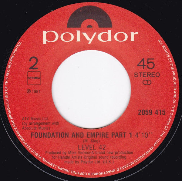 Level 42 : Starchild (7", Single)