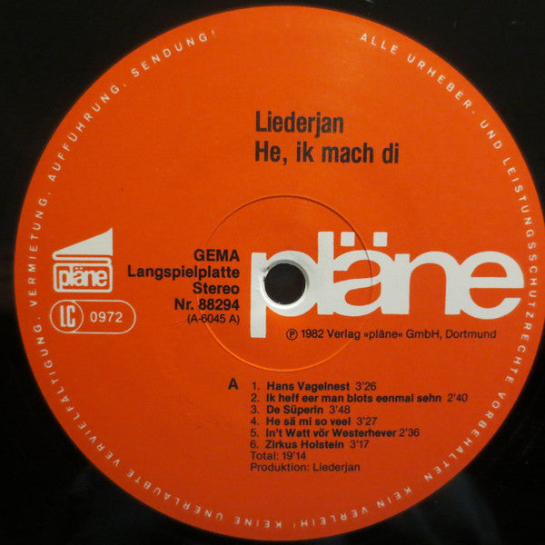 Liederjan : He, Ik Mach Di (LP, Album)