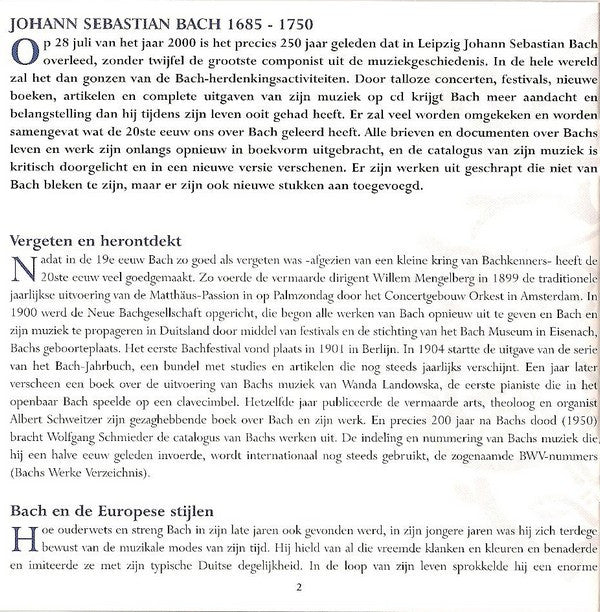 Johann Sebastian Bach : Introductie - Het Beste Uit De Bach Edition (CD, Comp, Smplr)