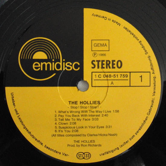 The Hollies : Stop·Stop·Stop (LP, Album, RE)