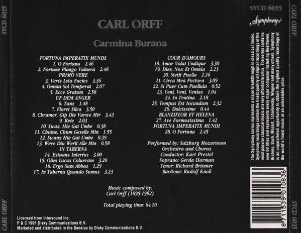 Carl Orff : Carmina Burana (CD, Album, RP)