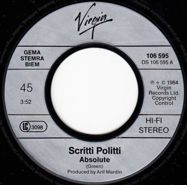 Scritti Politti : Absolute (7", Single)