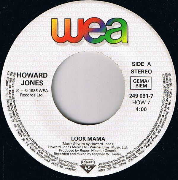 Howard Jones : Look Mama (7", Single)