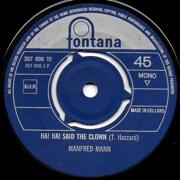 Manfred Mann : Ha! Ha! Said The Clown (7", Single, Mono)