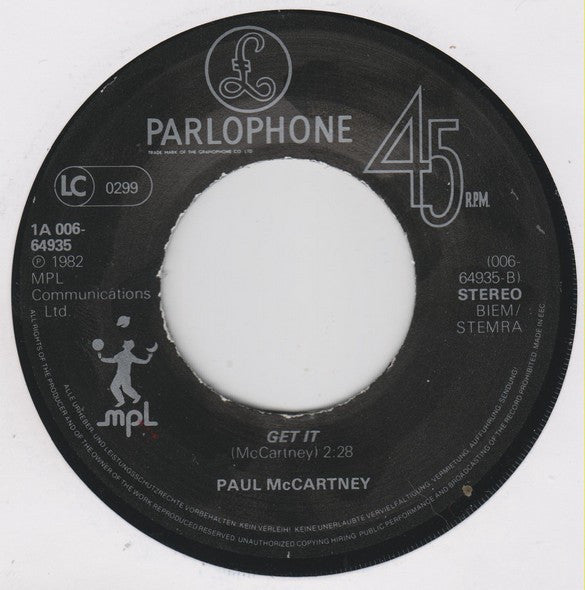 Paul McCartney : Tug Of War (7", Single)