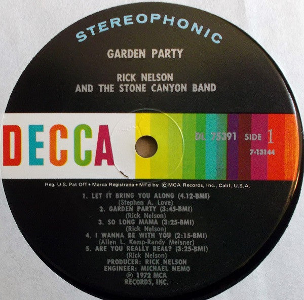 Rick Nelson & The Stone Canyon Band : Garden Party (LP, Album, Gat)