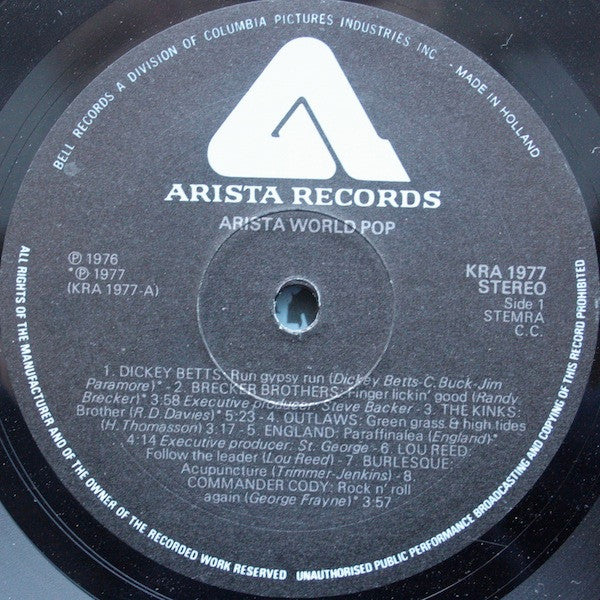 Various : Arista World Pop (LP, Comp, Smplr, Gat)