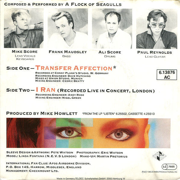 A Flock Of Seagulls : Transfer Affection (7", Single)