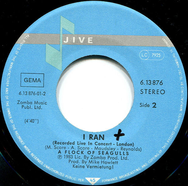 A Flock Of Seagulls : Transfer Affection (7", Single)