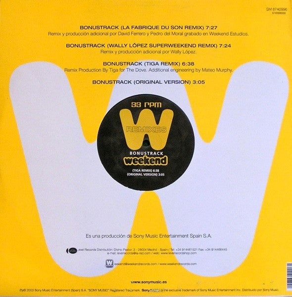 LOVG* : Bonustrack (Remixes) (12")