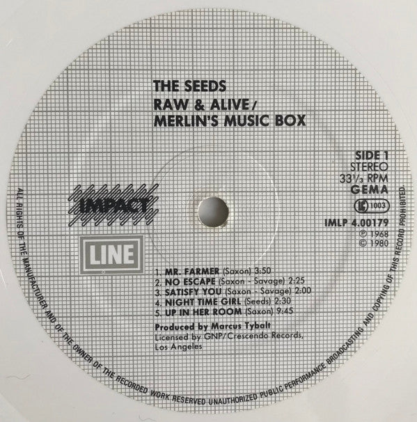 The Seeds : Raw & Alive /Merlin's Music Box (LP, Album, RE, Whi)