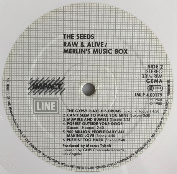 The Seeds : Raw & Alive /Merlin's Music Box (LP, Album, RE, Whi)