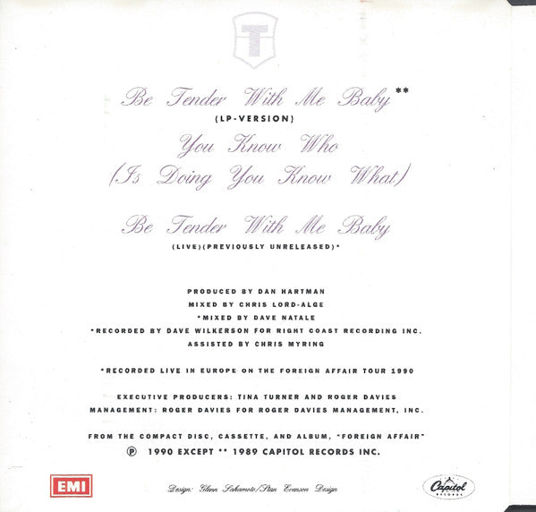 Tina Turner : Be Tender With Me Baby (CD, Maxi)