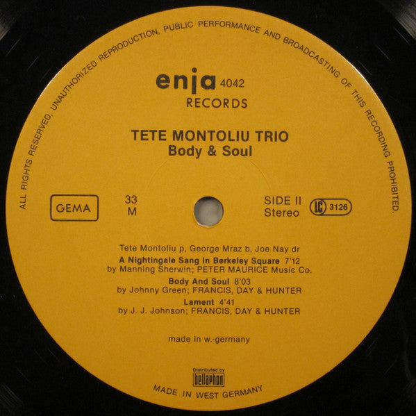 Tete Montoliu : Body & Soul (LP, Album)