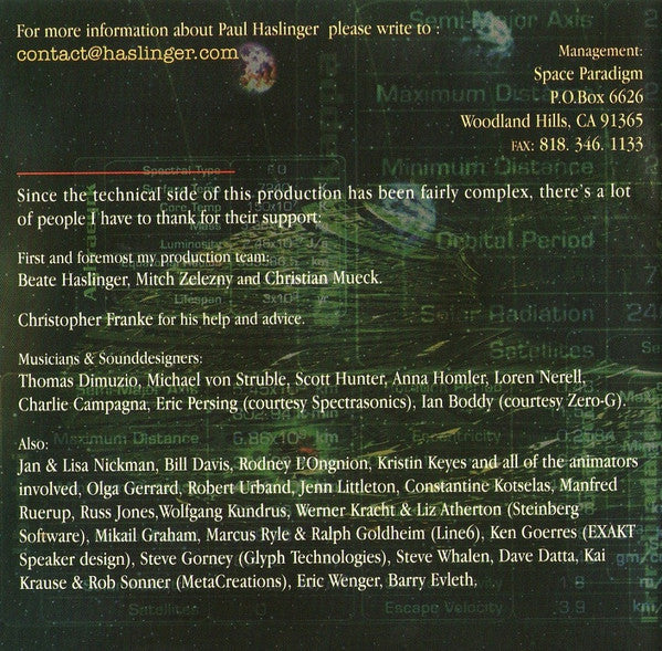 Paul Haslinger : Planetary Traveler (2xCD, Album + CD-ROM, Enh)