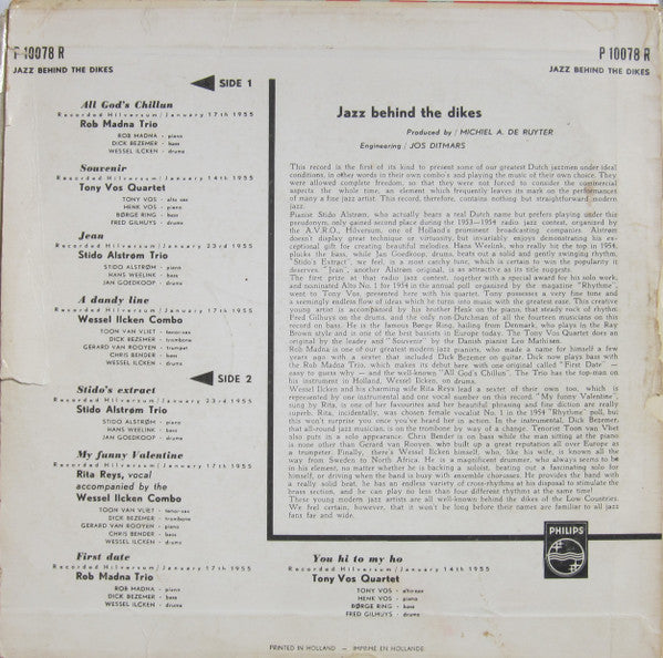 Various : Jazz Behind The Dikes (10", Comp, Mono)