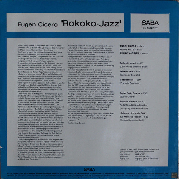 Eugen Cicero : Rokoko-Jazz (LP, Album)