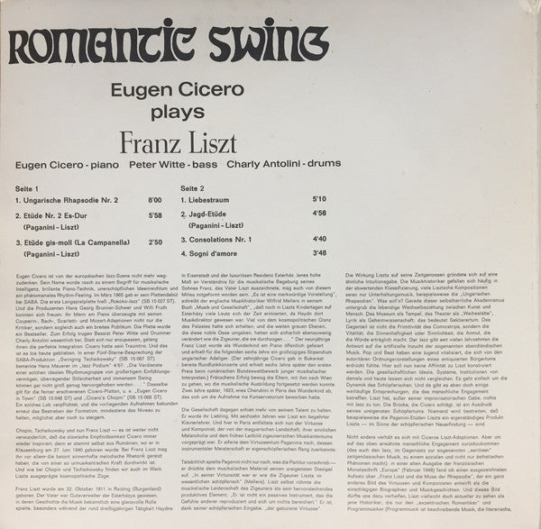 Eugen Cicero : Romantic Swing  (Eugen Cicero Plays Franz Liszt) (LP, Album, Gat)
