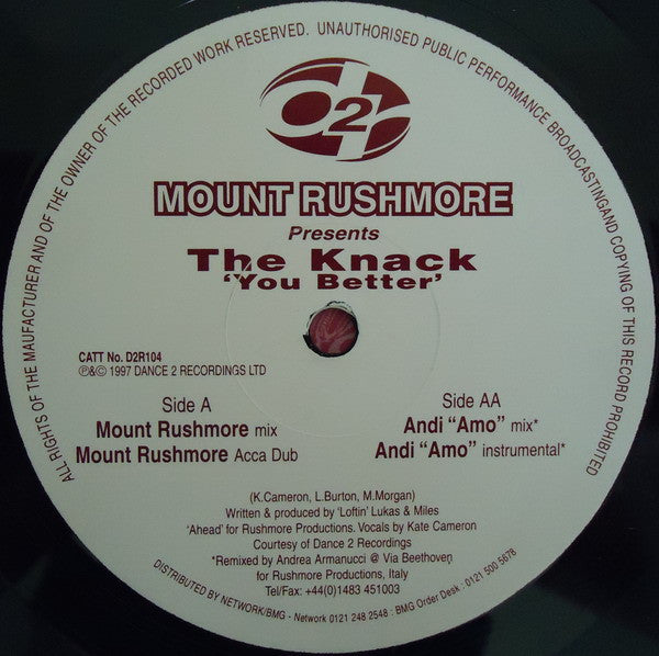 Mount Rushmore Presents The Knack : You Better (12")