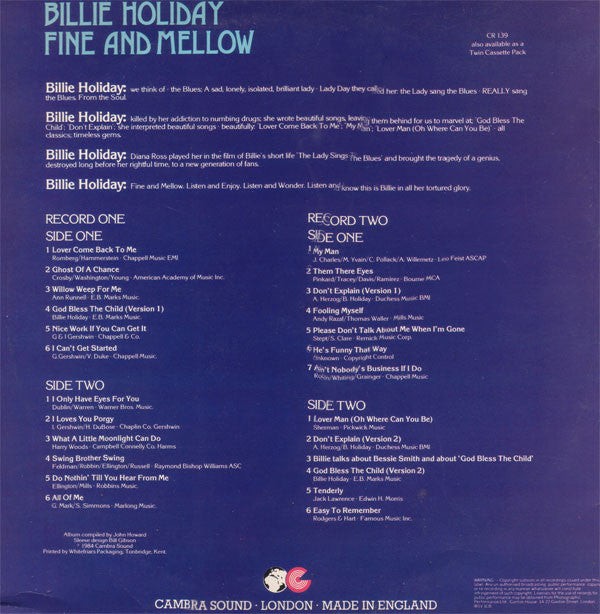 Billie Holiday : Fine And Mellow (2xLP, Comp)
