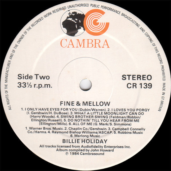 Billie Holiday : Fine And Mellow (2xLP, Comp)