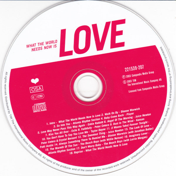 Various : What The World Needs Now Is Love (CD, Comp, Dig)