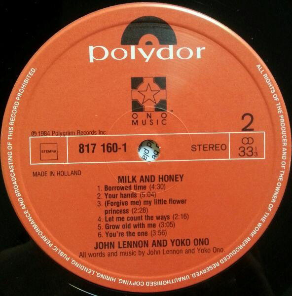 John Lennon & Yoko Ono : Milk And Honey (LP, Album, Gat)