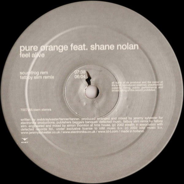 Pure Orange Feat. Shane Nolan : Feel Alive (12")