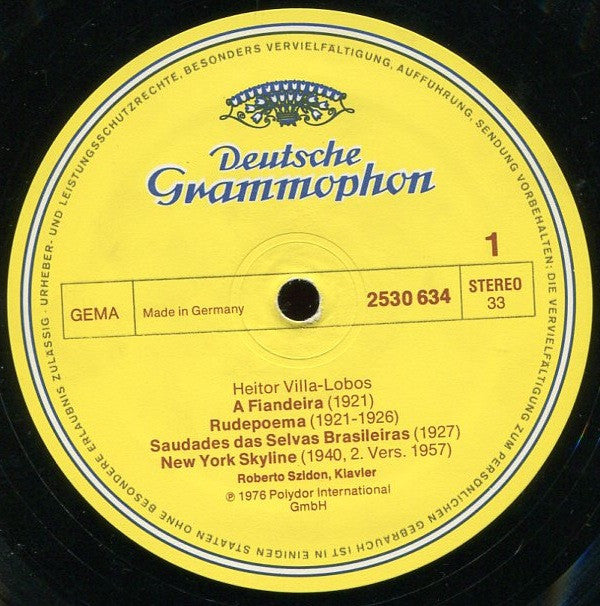 Heitor Villa-Lobos - Roberto Szidon : Klaviermusik (Rudepoêma · New York Skyline · Carnaval Das Crianças) (LP)
