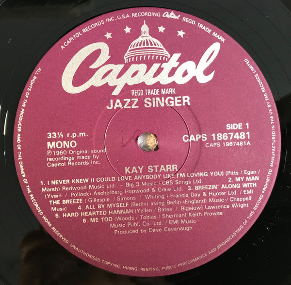 Kay Starr : Kay Starr: Jazz Singer (LP, Album, Mono, RE)