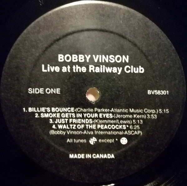 Bobby Vinson : Live At The Railway Club (LP, Album)