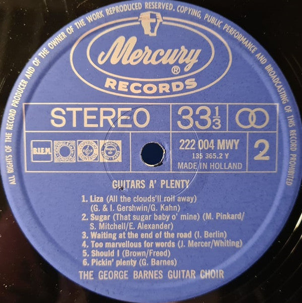 The George Barnes Guitar Choir : Guitars A' Plenty (LP, Album, RE)