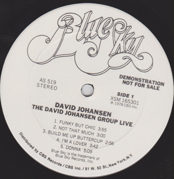 David Johansen Group : The David Johansen Group Live (LP, Album, Promo)