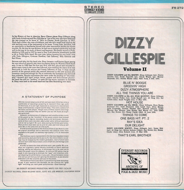 Dizzy Gillespie : Dizzy Gillespie Volume II (LP, Comp)