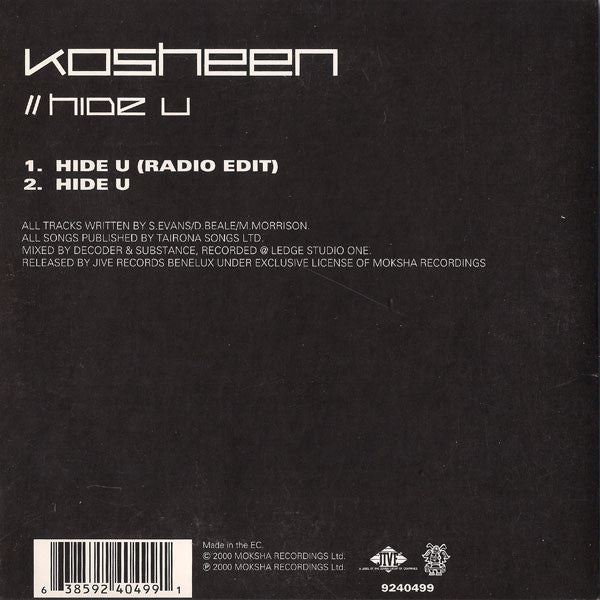 Kosheen : Hide U (CD, Single, Car)