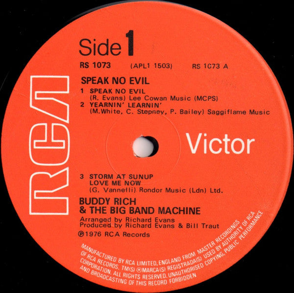 Buddy Rich And The Big Band Machine : Speak No Evil (LP, Album)