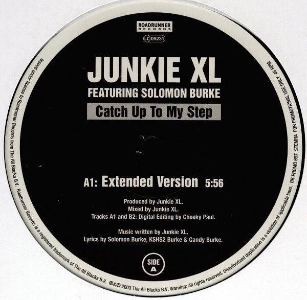Junkie XL Featuring Solomon Burke : Catch Up To My Step (12", Single, Promo)