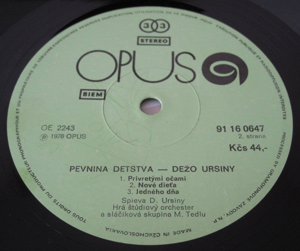Dežo Ursiny : Pevnina Detstva (LP, Album, Gre)