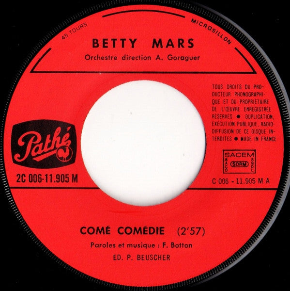 Betty Mars : Comé Comédie (Eurovision France) (7", Single)