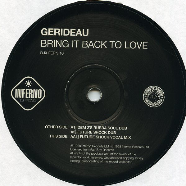 Gerideau : Bring It Back To Love (2x12", Single, Promo)