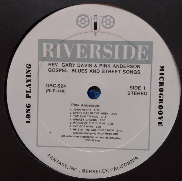 Rev. Gary Davis And Pink Anderson : Gospel, Blues And Street Songs (LP, Album, RE, RM)