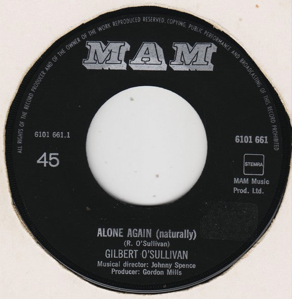Gilbert O'Sullivan : Alone Again (Naturally) (7", Single)