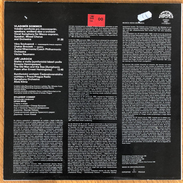 Vladimír Sommer / Jiří Jaroch : The Vocal Symphony = Vokální Symfonie / The Old Man And The Sea = Stařec A Moře (LP)